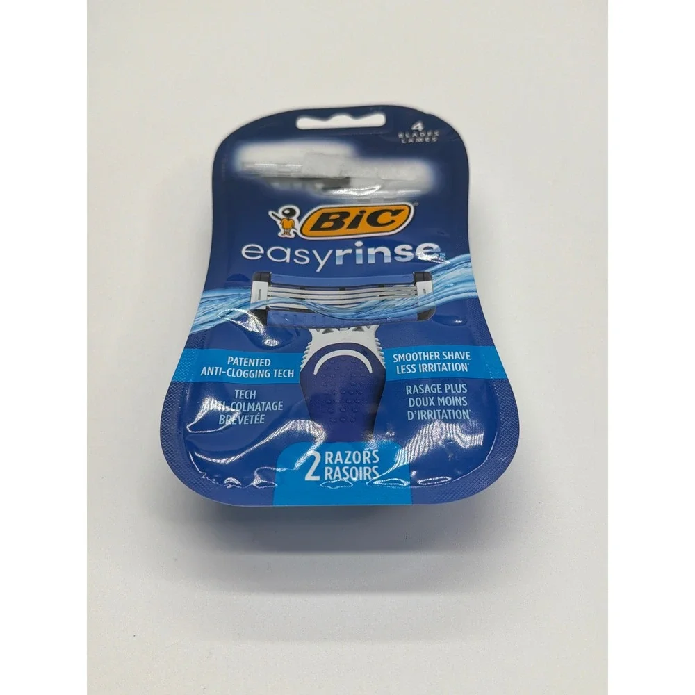 BIC EasyRinse Mens Disposable Razors 4 Flexible Blades 2 Count Blue S4FLMP2